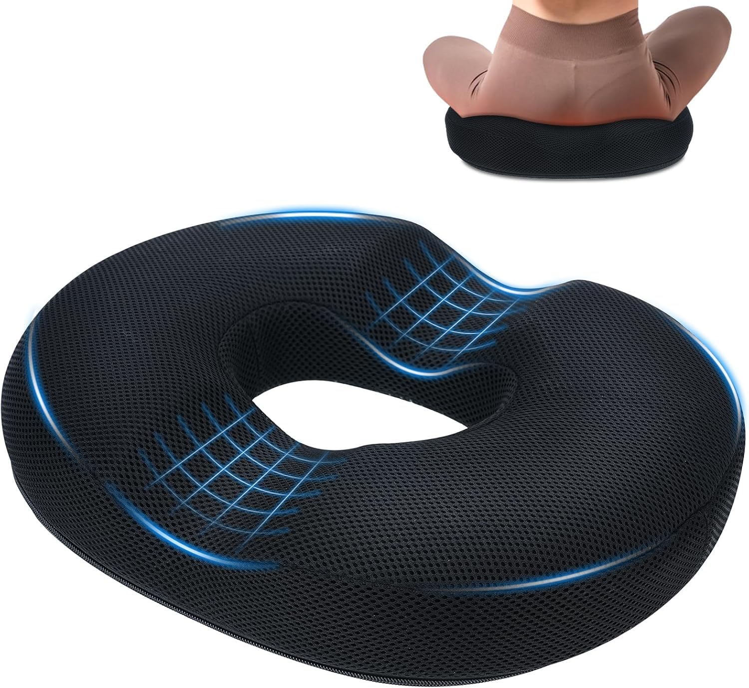 Coussin de siège donut en mousse à mémoire de forme ergonomique antidérapant