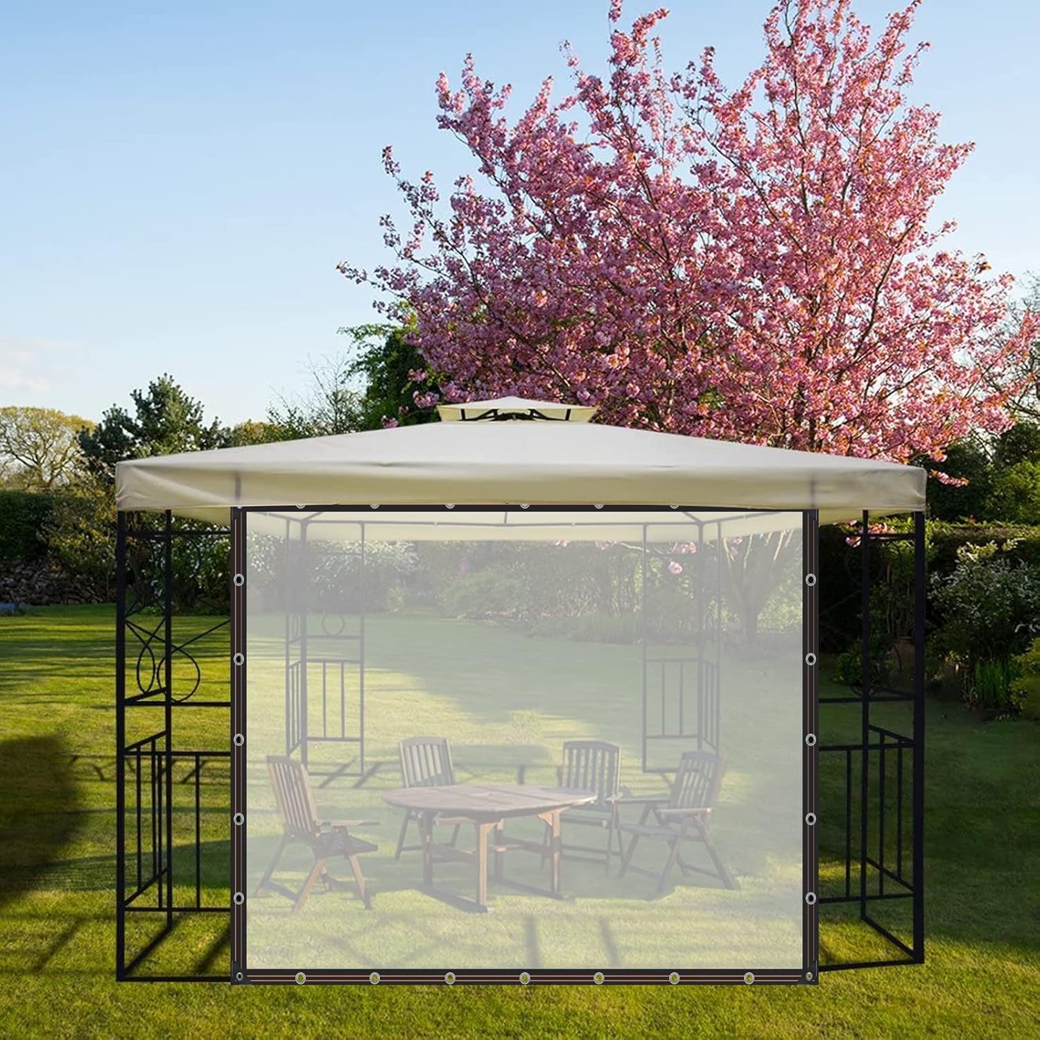 3x6M Lona Impermeable Transparente con Ojales Plasticos | Lona Transparente Exterior para Exteriores, Impermeable, Aislamiento de Plantas, Resistente al Polvo