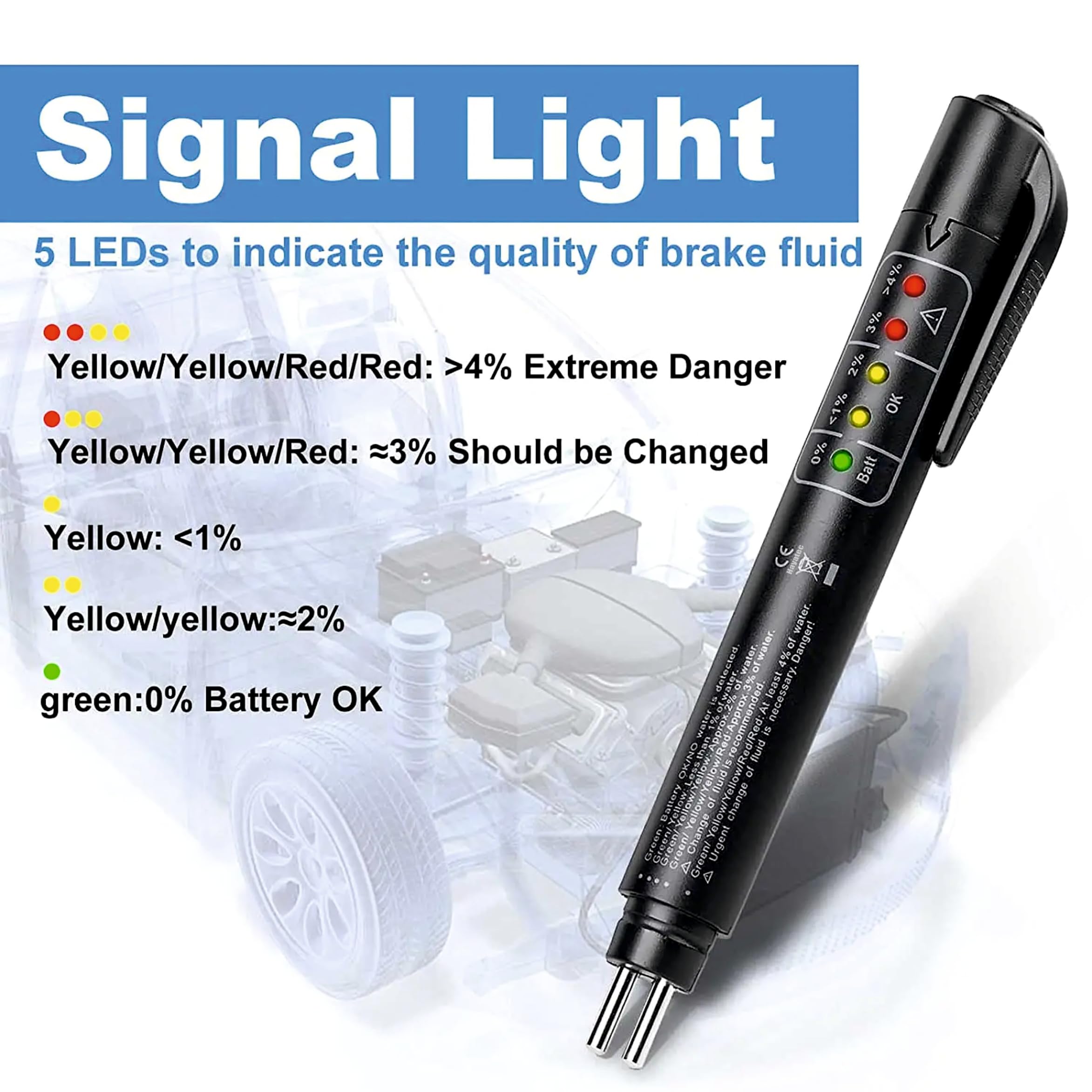 Vochtmeter Remvloeistoftester Auto Remvloeistof Tester Remvloeistof Vocht Tester Remvloeistof Detectie Pen Professionele en brede toepassing