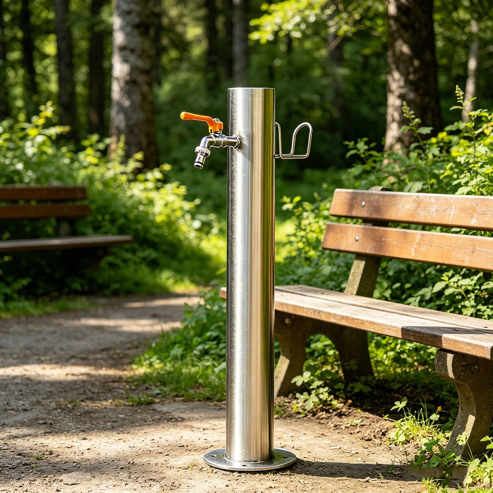 Junvstor Style 1 Outdoor Faucet Stainless Steel Garden Water Column 50/86Cm, Hose Stand Proof Yard Hydrant, Free-Standing Garden Tap Water Spigot For Backyard Patio Farm Pasture(,86Cm/33.7In)