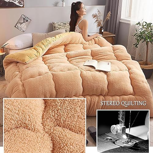 Miniatura 4 de Edredón de algodón cálido para invierno, edredón de invierno de terciopelo de cordero, manta de cachemira de cordero para cama doble, núcleo de