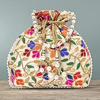 Vista 5 de Bolso de mano étnico de seda con perlas Batwa con asa para mujer