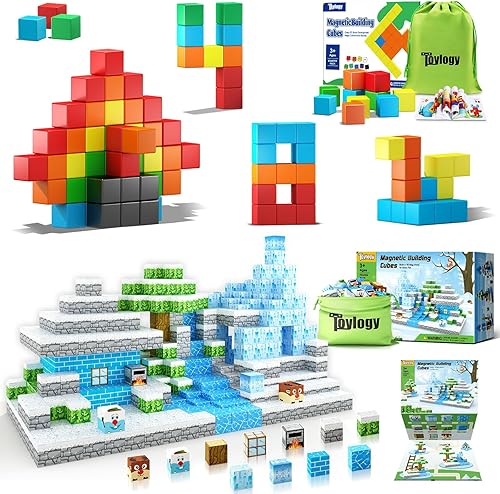 Bloques magnéticos para niños pequeños, bloques magnéticos-Build Mine Ice Magnet World Set para niños y niñas de 3 a 4 años, 4 a 5, 6 a 8 años,
