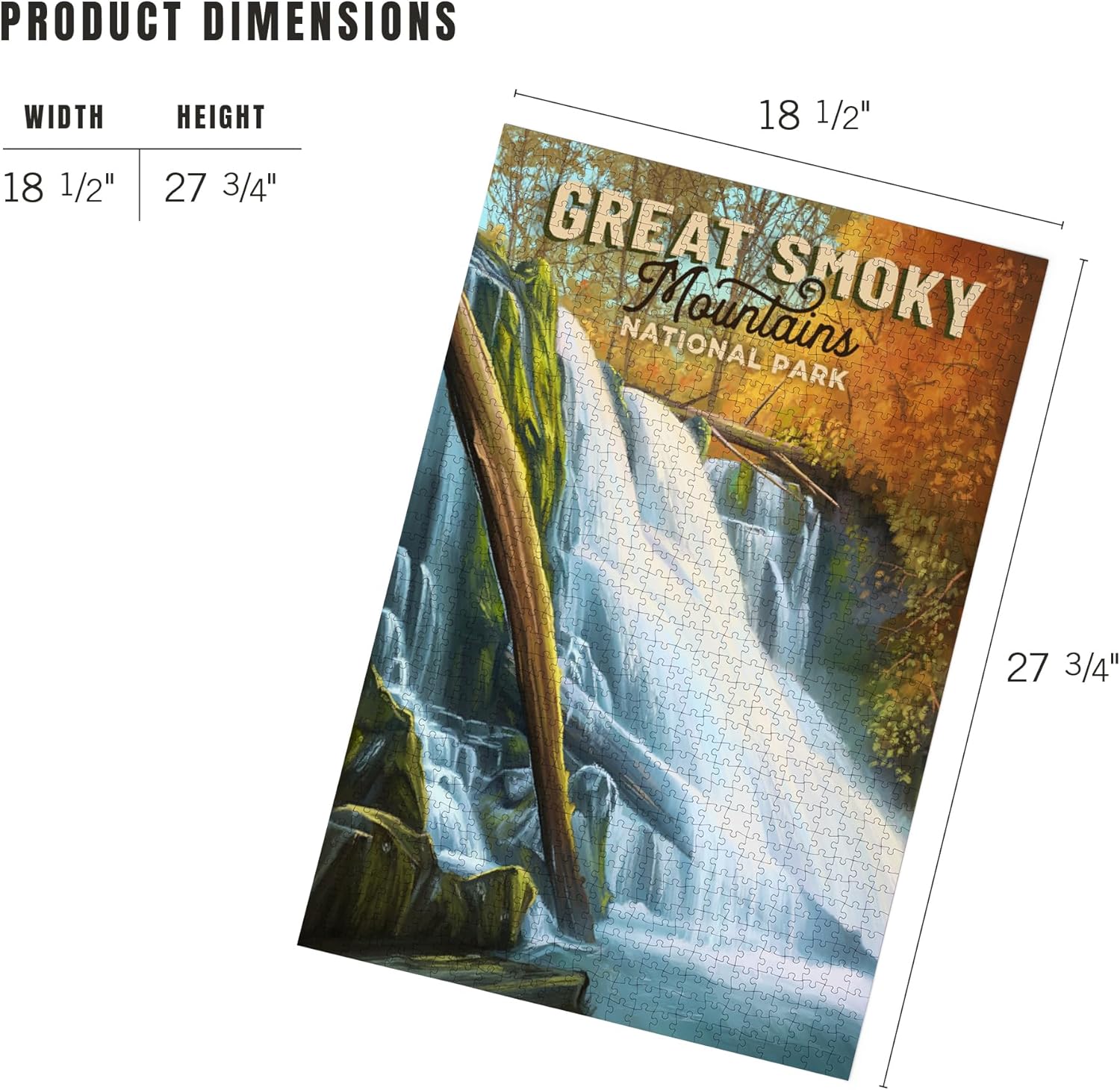 Lantern Press Great Smoky Mountains National Park, Tennessee, Oil Painting 1000 Piece Jigsaw Puzzle for Adults, Made in USA with Reference Poster