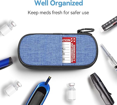 Miniatura 3 de Estuche de viaje con enfriador de insulina con pantalla de temperatura 24 horas, funda de viaje para diabetes aprobada por la TSA con 2 paquetes de