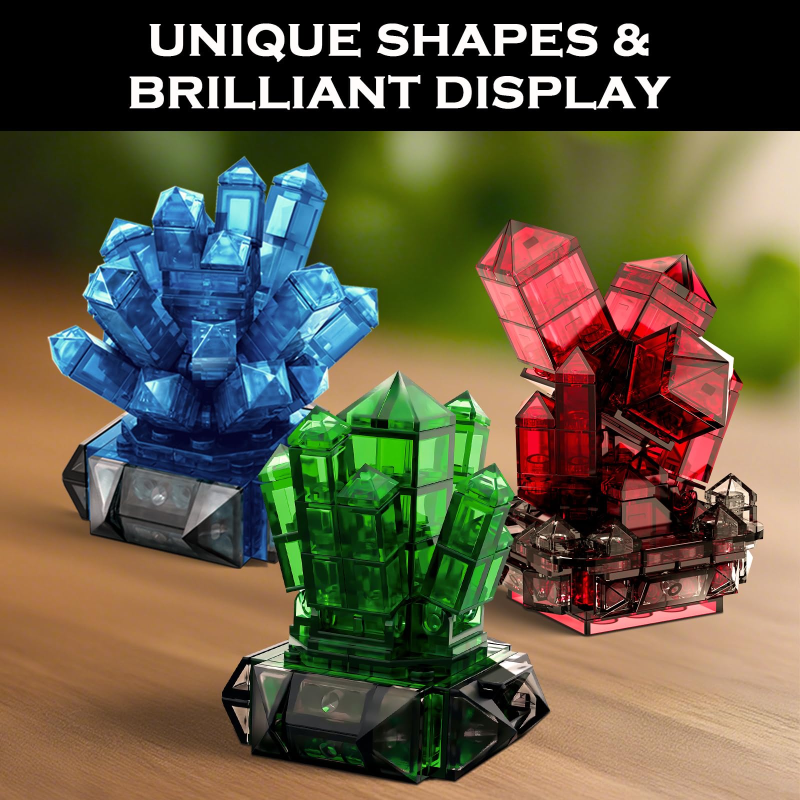 Mineral Building Set for Adults, 564PCS Geology Crystal Collection Kit with 6 Gems Models – Home and Office Decor for Adult, Elegant Desk Décor & Idea Gift for Men & Women