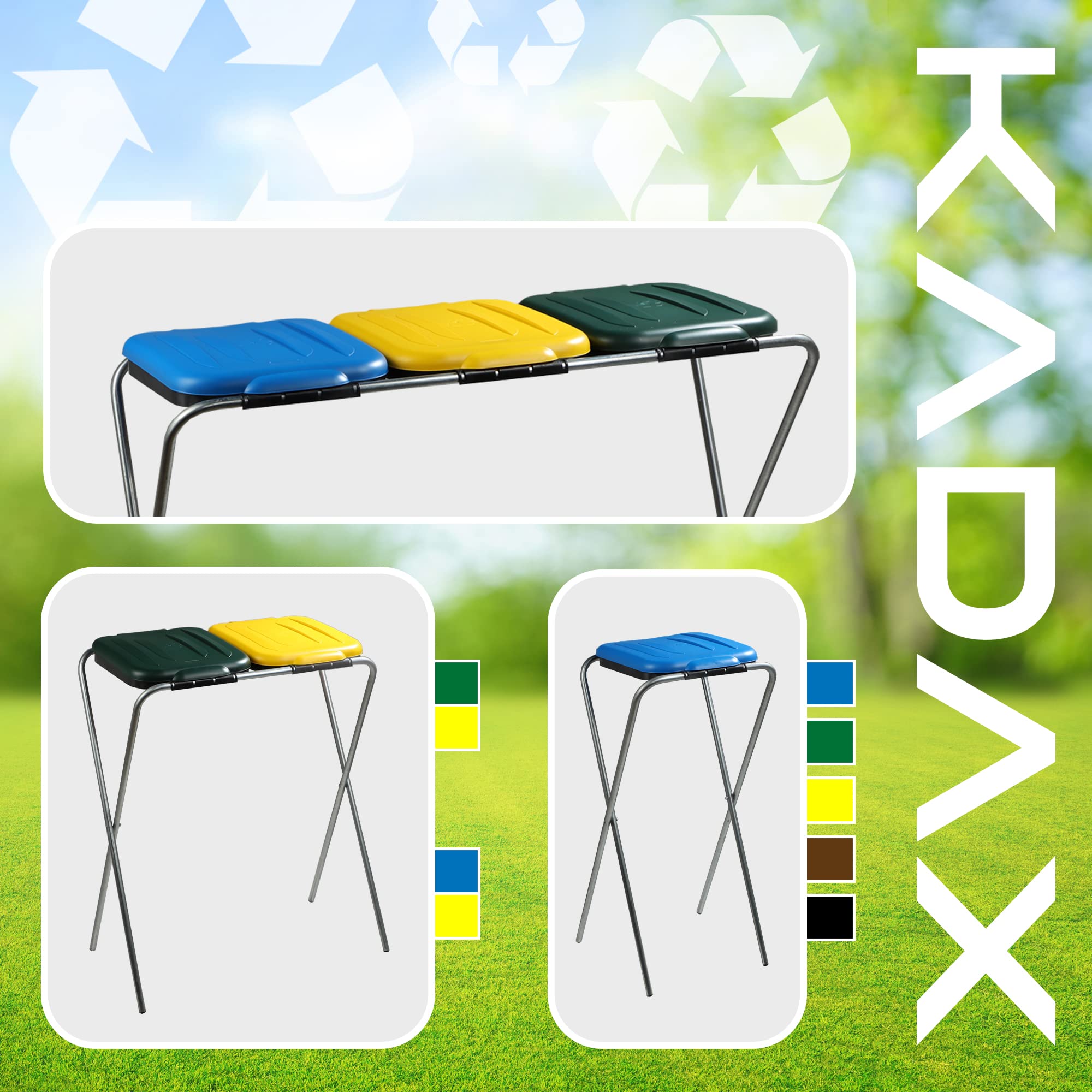 KADAX Porte-Sac Poubelle pour Intérieur et Extérieur, Support Pratique et Efficace pour Les Sacs de Recyclage, Facilitant la Gestion des Déchets (Marron)