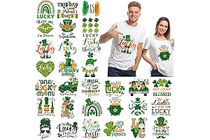 30 Pcs St. Patrick's Day Iron on Transfers Shamrock Patches
