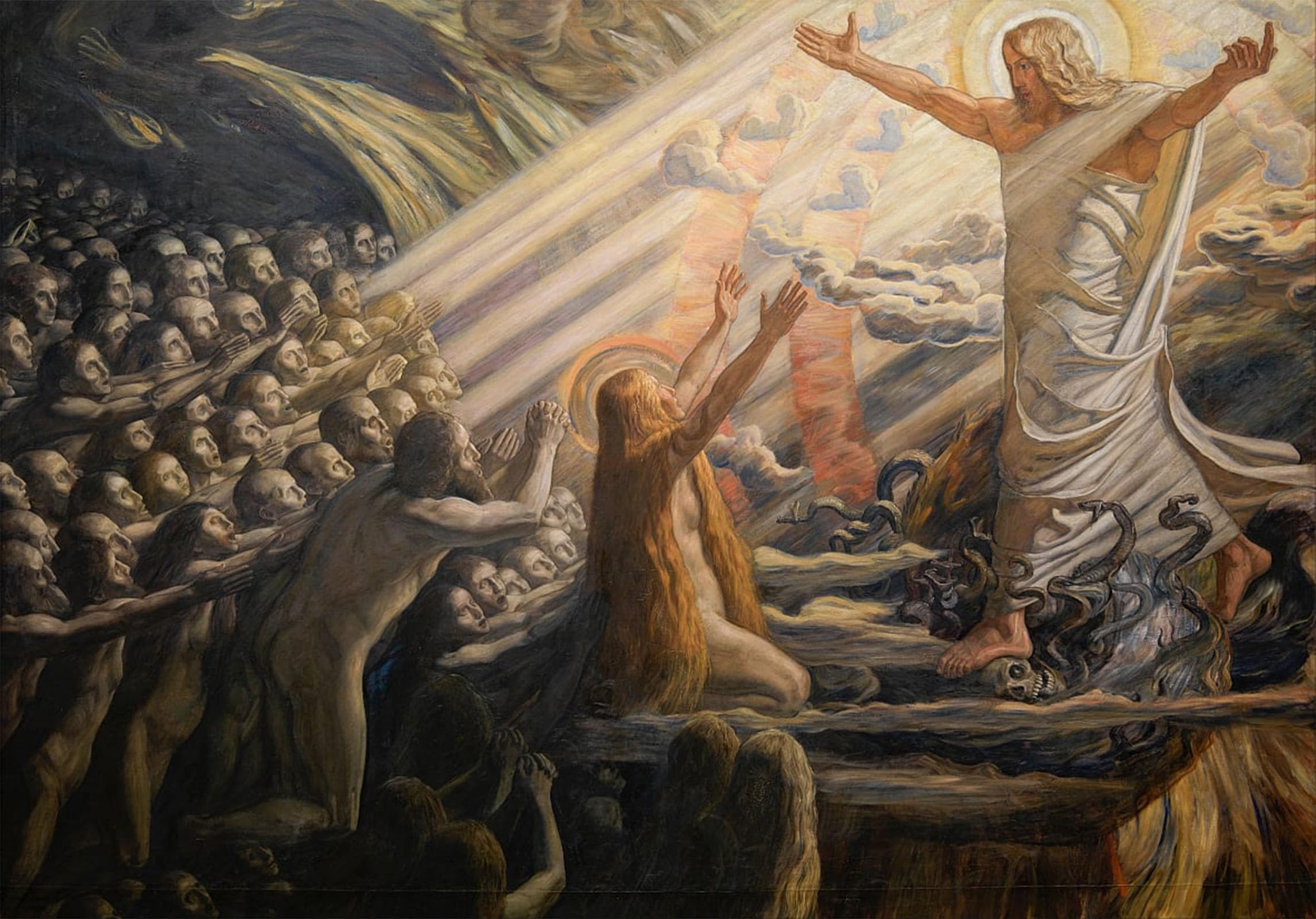 SERENDIPITP Retro Picture Poster Wall Art Pictures Painting Christ in the Realm of the Dead by Joakim Skovgaard Wall Art Canvas Print for Wall Decor 60x90cm
