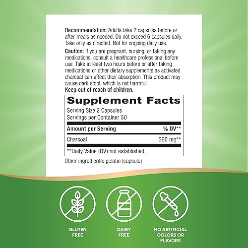 Miniatura 9 de Carbón activo de alta absorción para limpiar el organismo de Natures Way 100cápsulas 45171 100 1 1