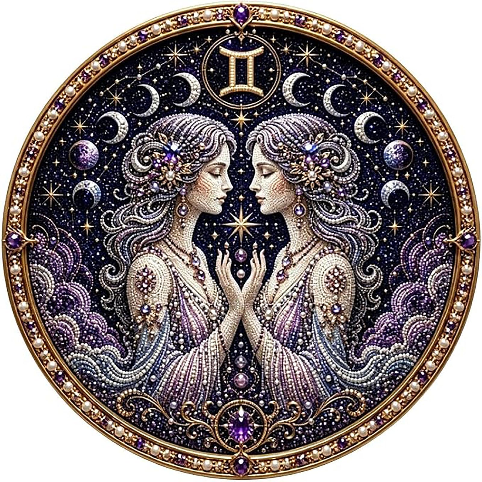 WEIWOGU 12 Zodiac Signs Pearl Art Kit, Astrology Diamond Painting (#A)