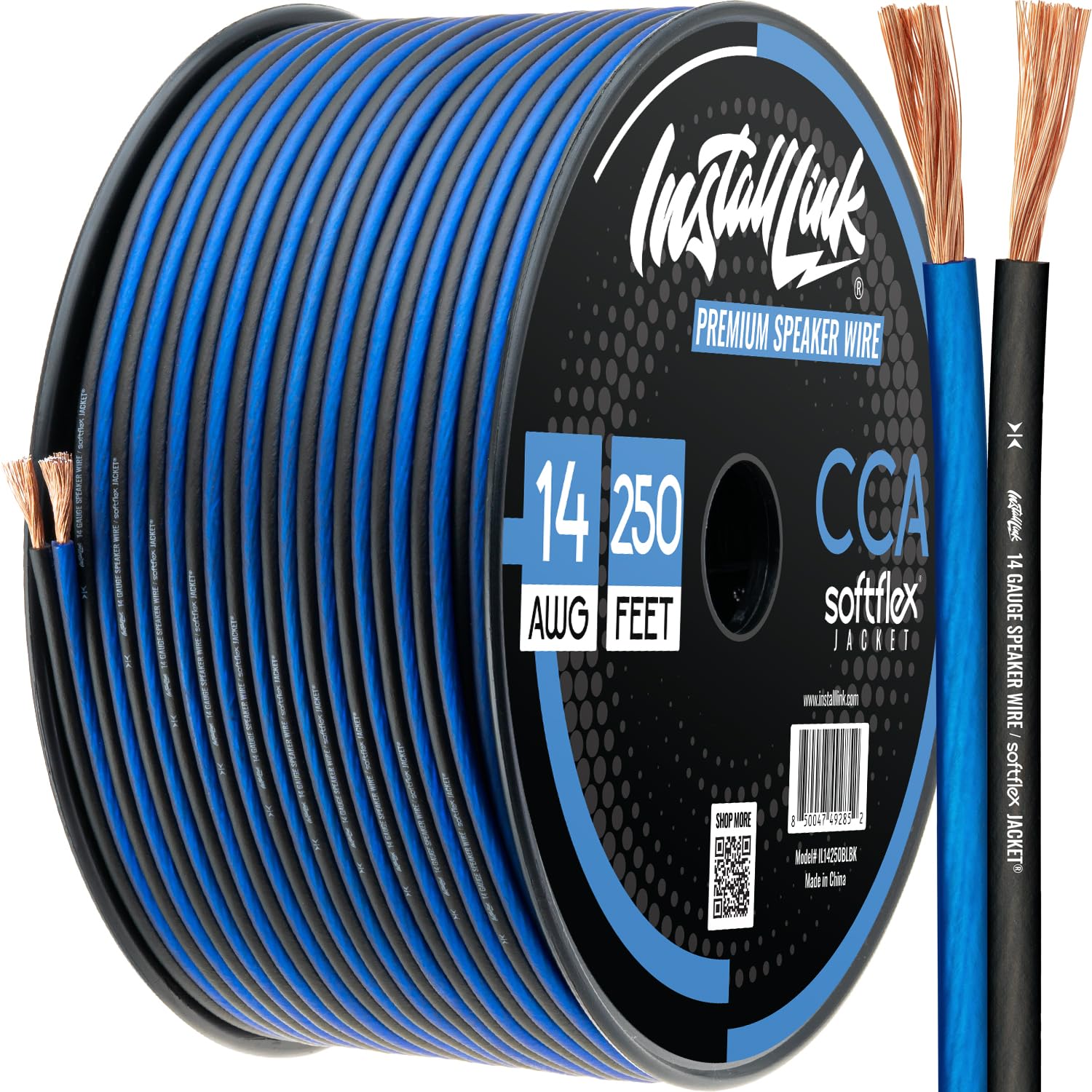 Install Link 14 AWG Gauge Speaker Wire Cable (250 Feet) Stereo, Car or Home Theater (CCA)