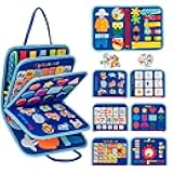Toddler Busy Board Montessori Toys for 3 4 5 6Year Old, Preschool Learning Activities with Life Skills,ABC,123,Shape,Color,Animal,Weather,Toddler Travel Toys，Educational Activity Developing Sensory