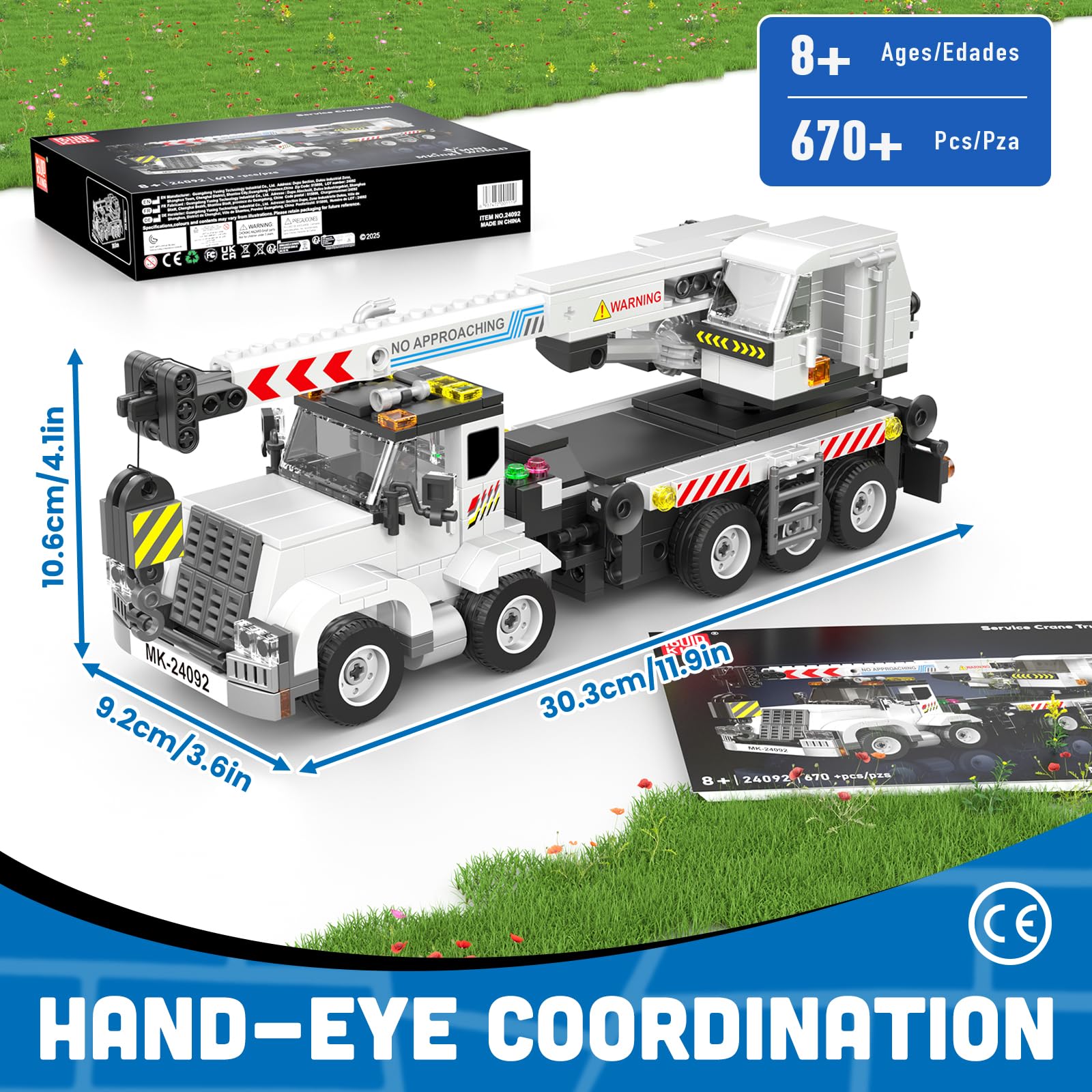 Mould King City 24092 Blocs de construction de grue mécanique - Version statique - Grue de construction - Blocs de serrage - Camion de grue - Jouet - Cadeau pour enfants à partir de 8 ans (670 pièces)