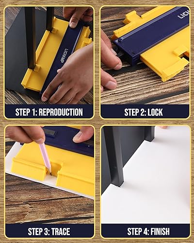 Miniatura 2 de Lichamp Herramienta de perfil de calibre de contorno de 5 pulgadas y 10 pulgadas con transportador de sierra ingletadora de 7 pulgadas, herramienta