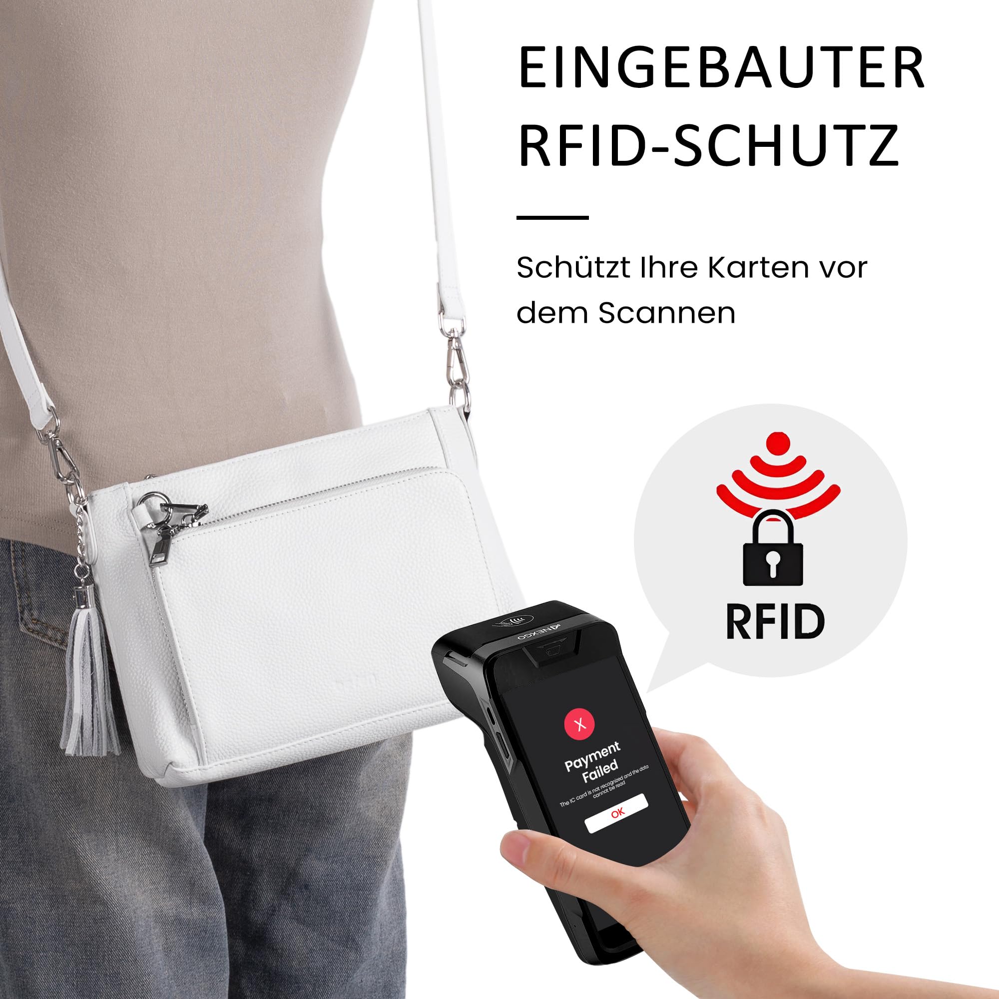 befen Echtleder Umhängetasche Damen mit Anti Diebstahl, Leder Handtasche | RFID-Blockierung Crossbody Bag Damen Klein Tasche, Handytasche zum Umhängen mit integrierter Brieftasche