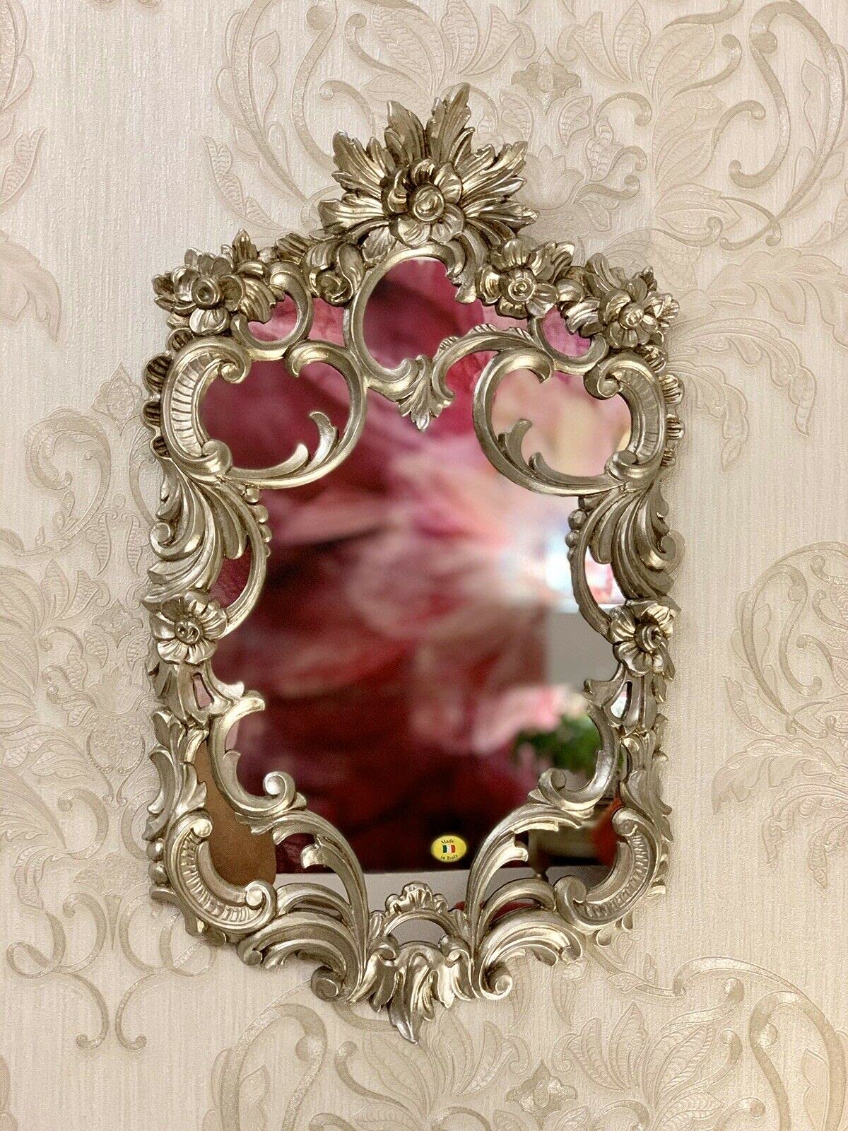 Miroir Mural Baroque Doré Élégant Style Vieilli Antique - 60 X 35 Cm - Fabriqué En Italie
