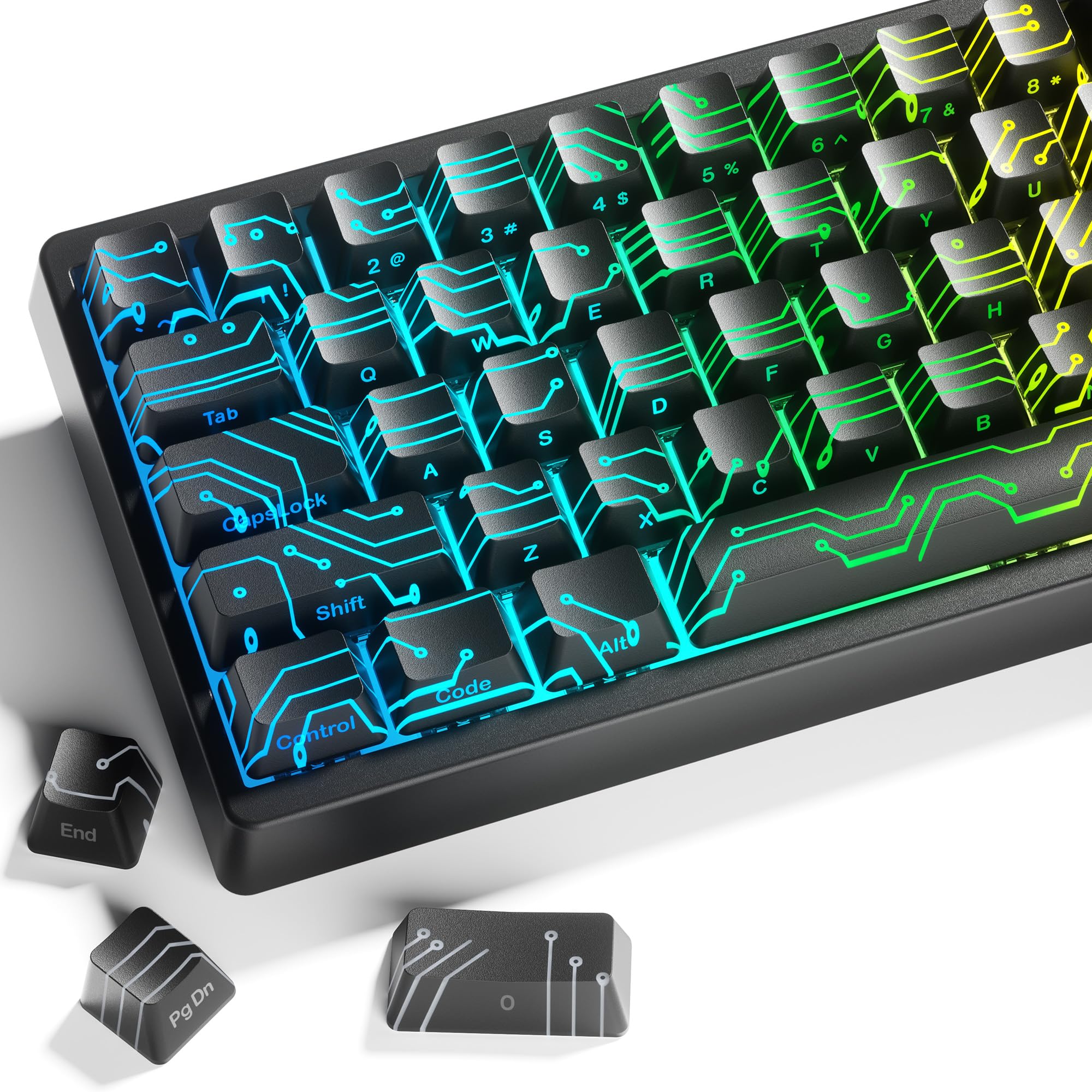 Hkfos XVX Black E-World Shine Through Keycaps, Backlit Custom Keycap Set with OEM Profile, Side Printed Keyboard Key caps Suitable for 60% 65% 75% 80% 96%100% MX Switches Mechanical Keyboard