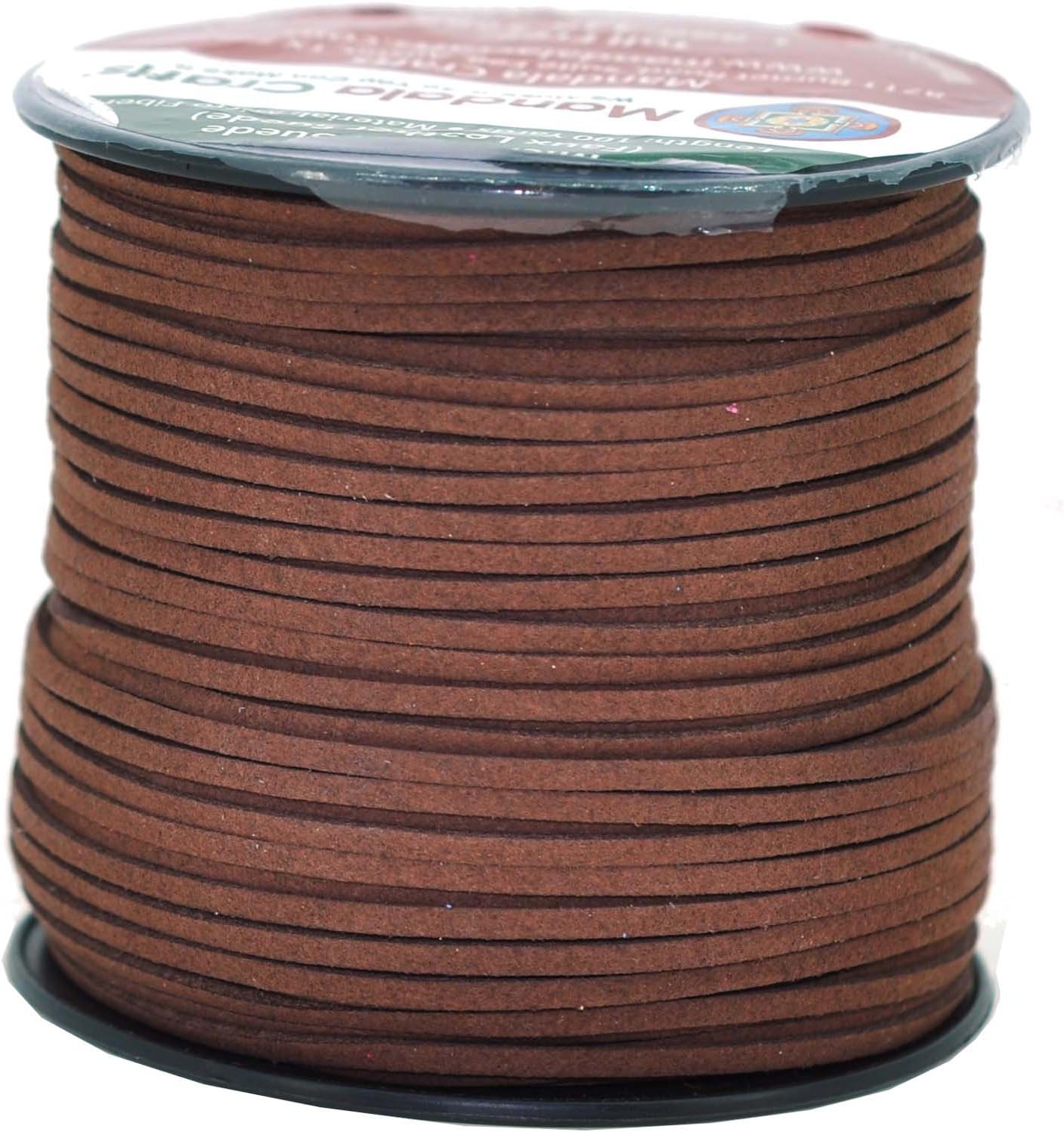Mandala Crafts Faux Suede Cords Dark Brown Leather Cords for Jewelry Making - 2.65mm Leather Laces Leather Strips Flat Vegan Leather Strings for Dream Catchers Supplies