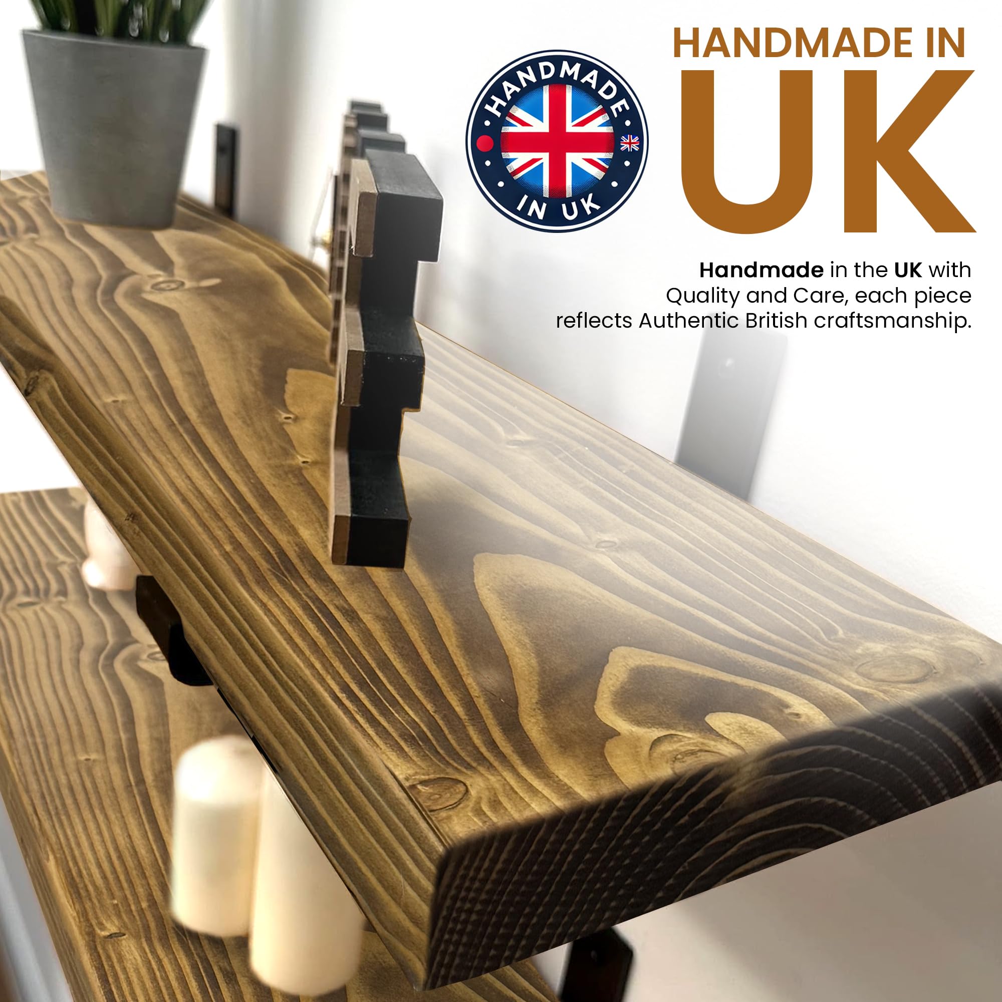 Étagère Murale Flottante En Bois Épais Rustique Pour Salon, Cuisine