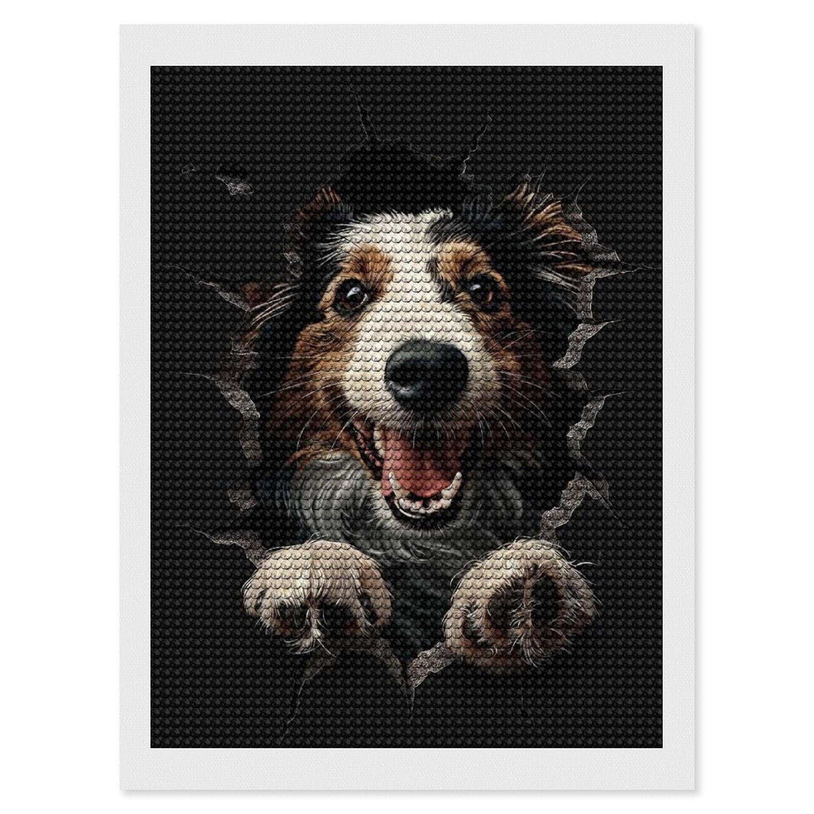 Junmoney Borzoi Diamond Painting Canvas Kit 12"x16", Leisure Activity, Aesthetic Room Decor, with Tool Kit, DIY, Gift