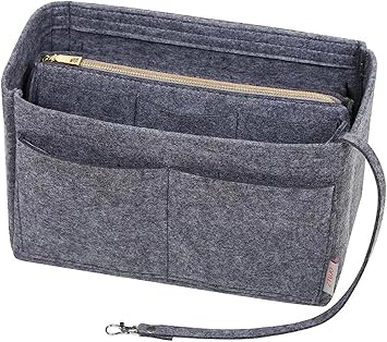 GREENSHEEP Purse Organizer Insert for Handbags, Premium Felt Organizer with Zipper Pocket (Large, Black)