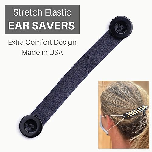 Miniatura 2 de Charcoal Elastic Ear Saver for Masks with Button- Hook for Masks- Ear Strap- Headband with Button - Extender