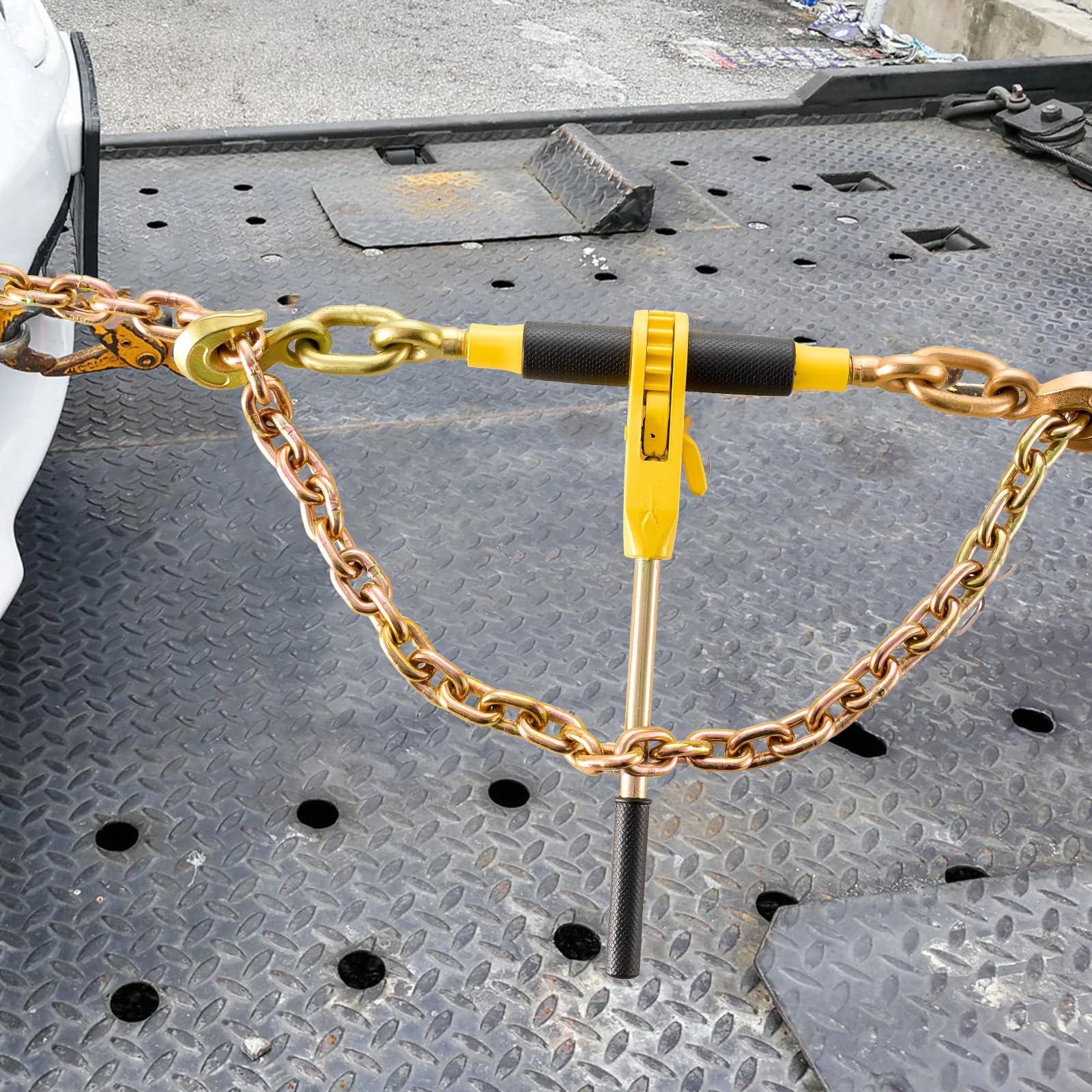 VEVOR Legante a Catena a Cricchetto, Leganti per Carichi Pesanti da 5/16"-3/8", con Catene G80 Limite di Carico Sicuro 3220kg, Maniglia Antiscivolo, Leganti a Catena per Trasporto per Rimorchio