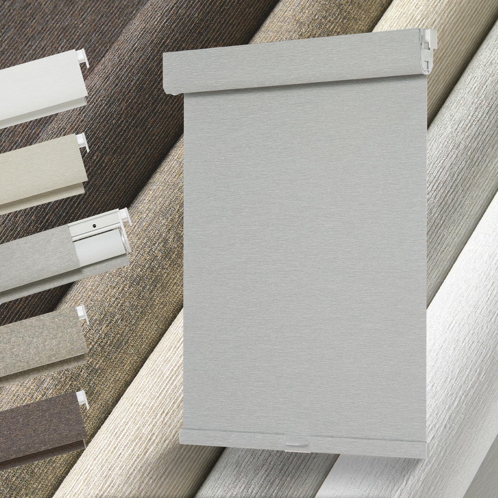 Persilux No Drill No Tools Blackout Roller Shades for Windows,Linen Fabric Cordless Roller Blinds,UV Protection Custom Blinds for Home,Bedroom,Living