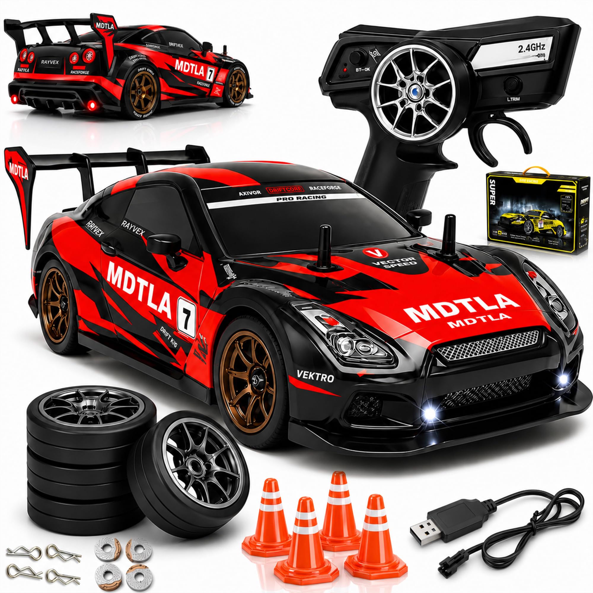 thelittleones 4x4 rc drifting car - rc drift cars high speed remote control drift car 2.4ghz remote control drift stunt off road cars 360° rotation toys for kids & adults boys & girls [pro turbodrift]
