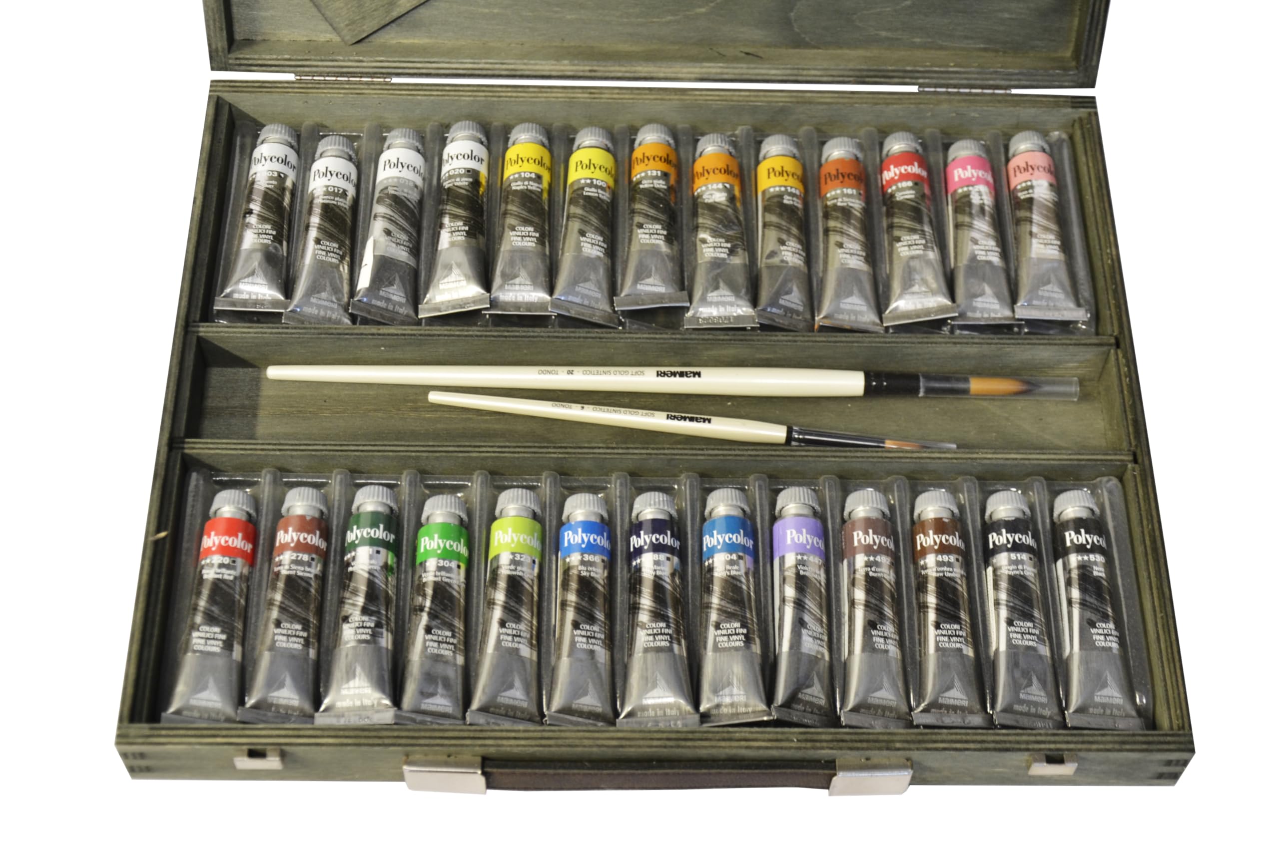 Cassetta Legno 26 Tubi Acrilico Polycolor 20ml + Accessori