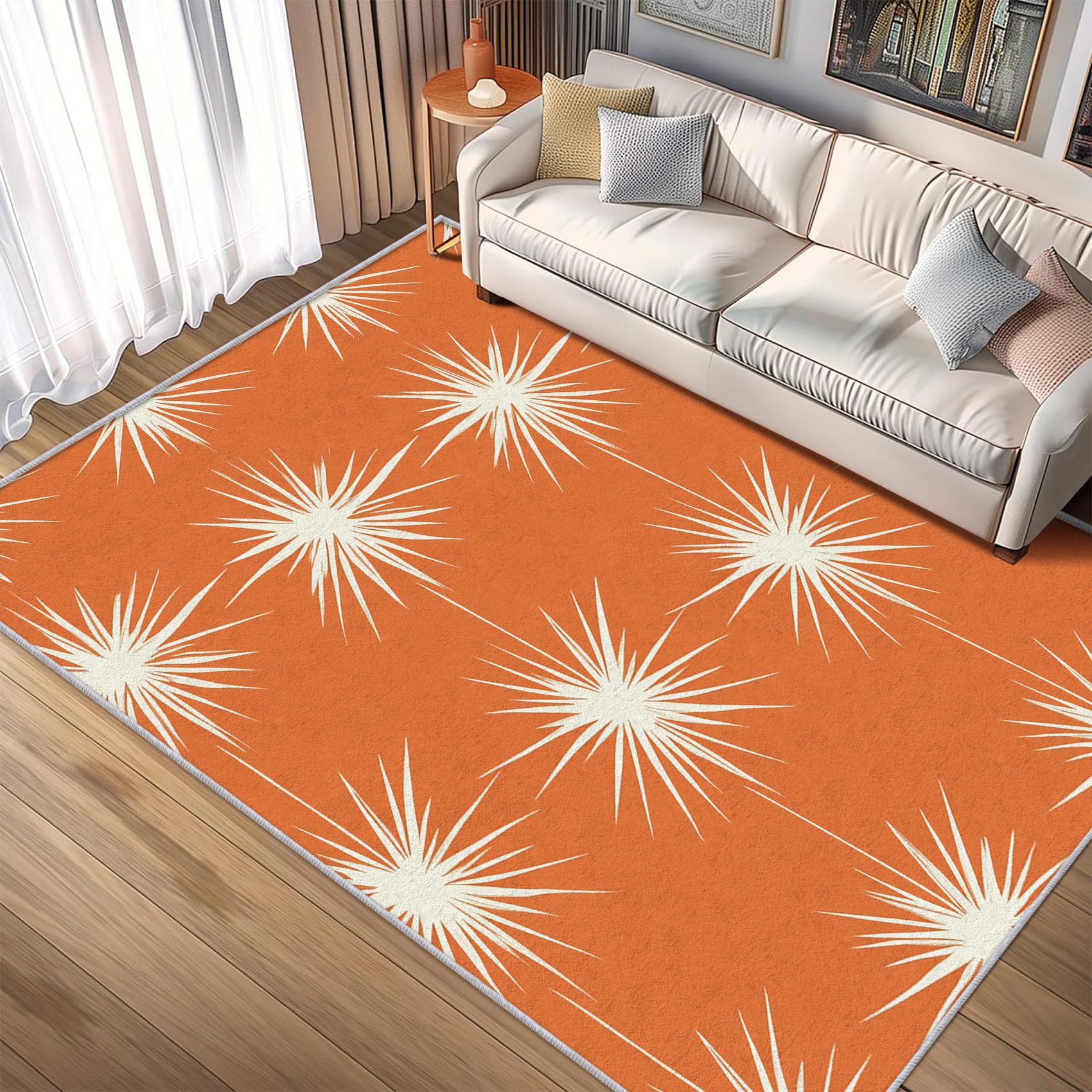 Amazon.com: Orange Atomic Rugs for Living Room 3x4, Retro Mid