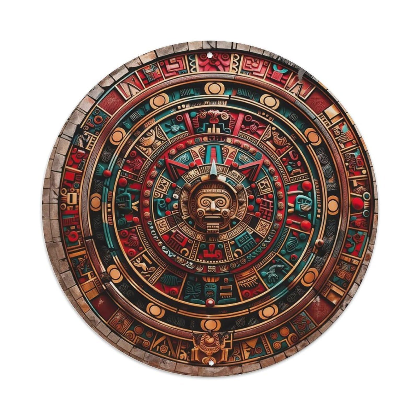 Aztec Calendar Symbolic Metal Tin Sign