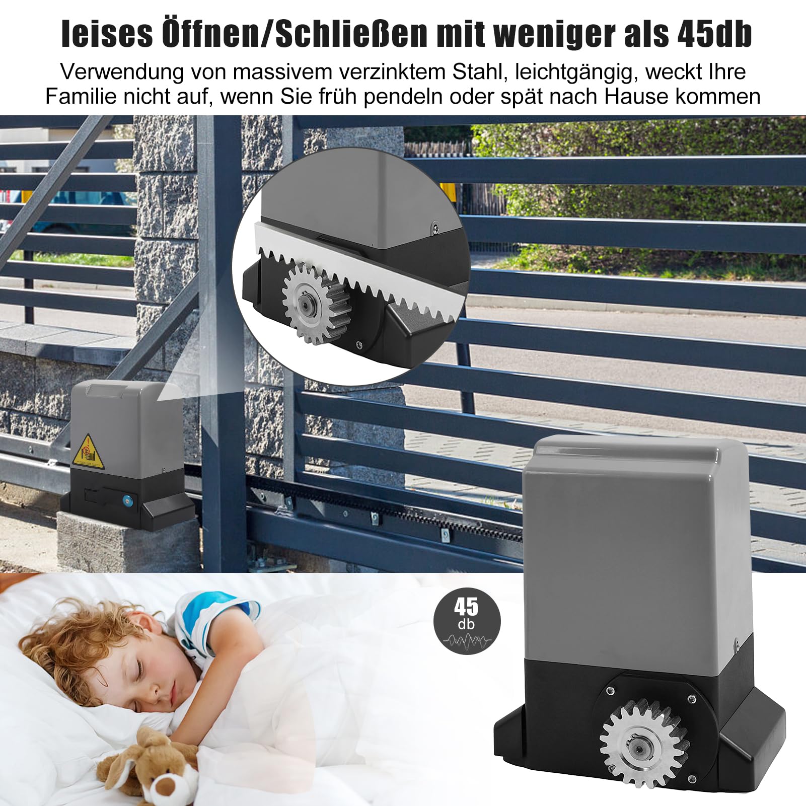 Actionneur de portail coulissant électrique, 3600LB Ouvre-porte coulissant automatique avec 2 télécommandes Portail coulissant pour portes de terrasse portes de villa portes coulissantes (220 V)