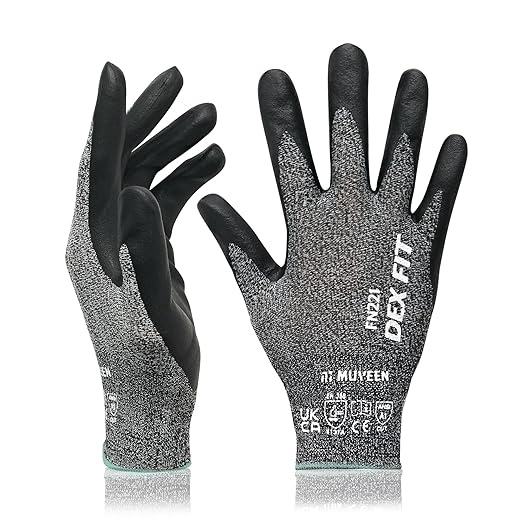 DEX FIT FN221 Thin Nitrile Coated Work Gloves — 15-Gauge 3D Comfort Fit, Power Grip Palm, Touchscreen