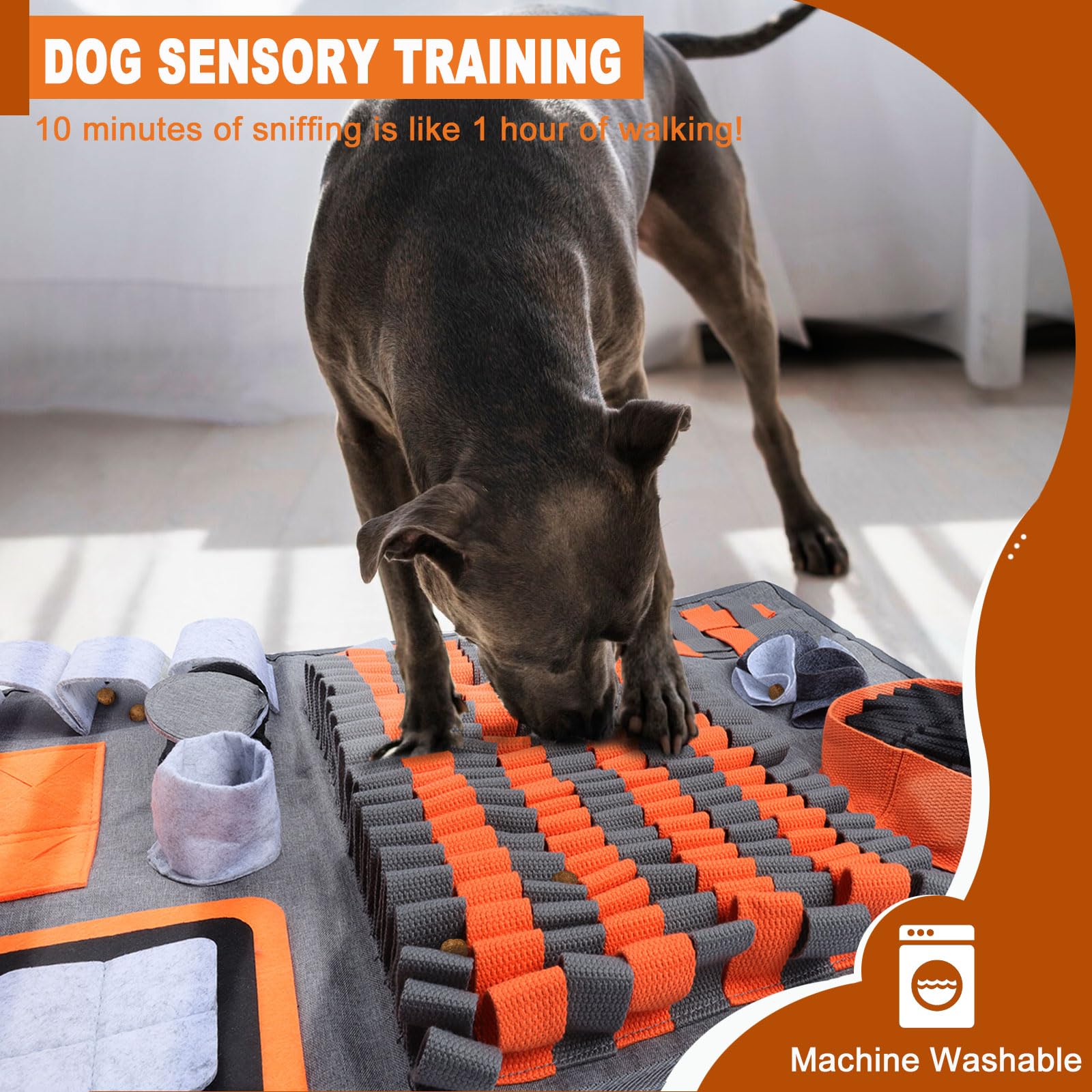 Tappeto Olfattivo Cane, Giochi per Cani Tappeti Interattivi Tappetino Olfattivo per Cani Sniffing Mat Intelligenza Lavabile (Arancione)