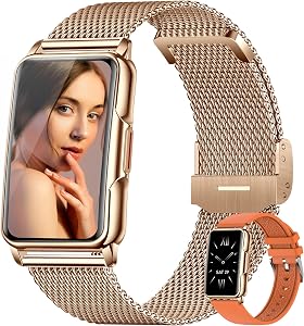 Ceas inteligent de damă Kesasohe, 1,47 inchi, rezistent la apă IP68, monitor fitness, auriu-roze, monitorizare puls, somn, SpO2, 124 moduri sport, compatibil Android și iOS