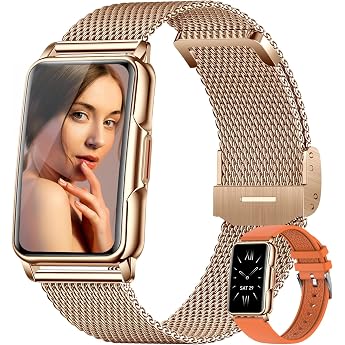Smartwatch Women's 1.47 Inch Watch with IP68 Waterproof Fitness Tracker Sports Watch with Two Weeks Standby SpO2 124 Training Modes Heart Rate Monitor Sleep Monitor Android iOS Rose Gold