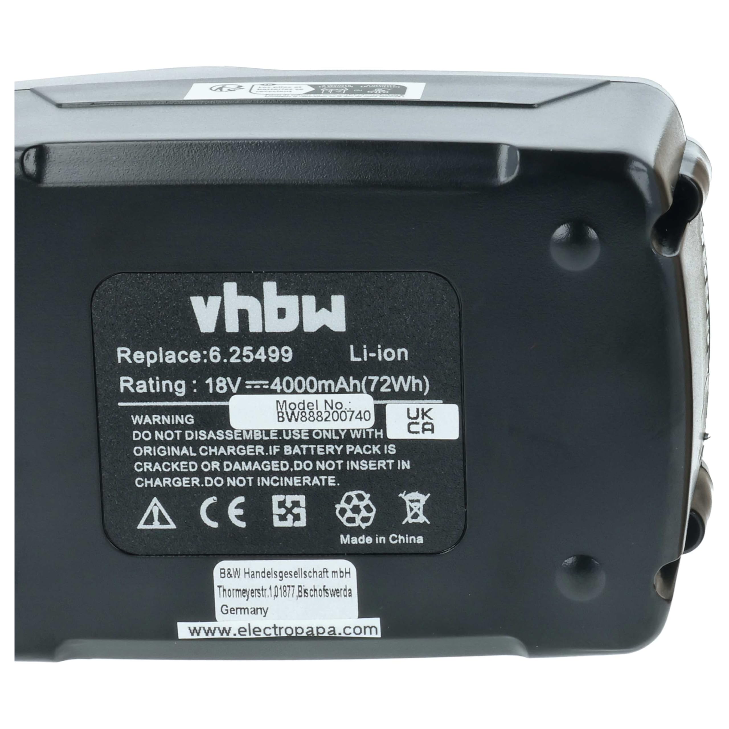 vhbw 2 x akumulator kompatybilny z Eibenstock EPG 300, EPG 300 A, EPG 400, narzędzie do mocowania nitów zrywalnych (4000 mAh, litowo-jonowy, 18 V)