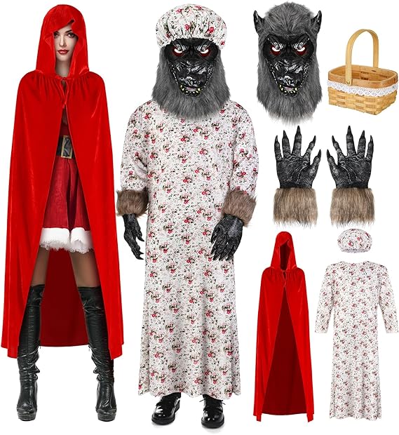 Wolf Granny Costume Red Hooded Cape