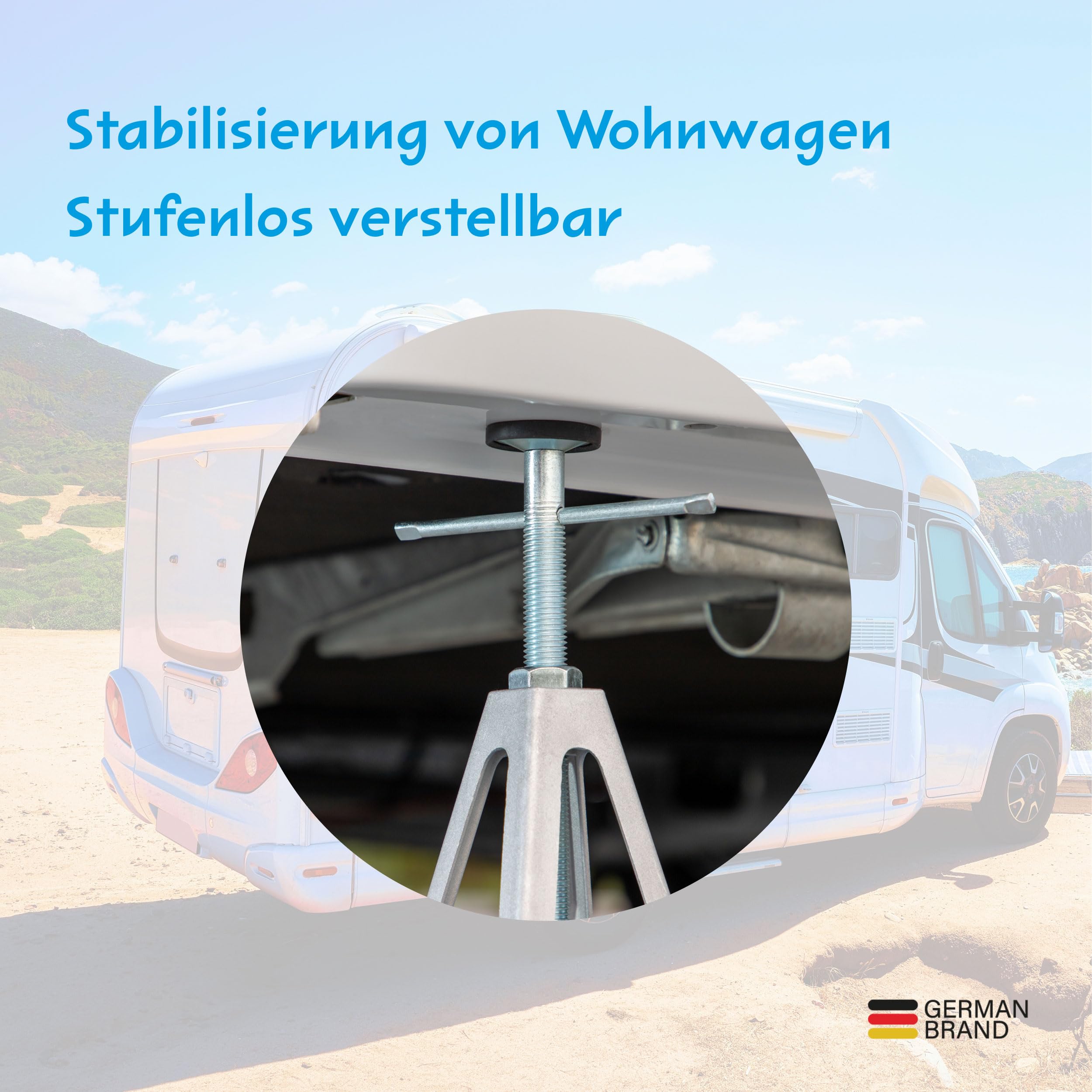 Cartrend Statyw do przyczep kempingowych, akcesoria do przyczep kempingowych, zestaw 4 sztuk, aluminium, obciążenie 900 kg