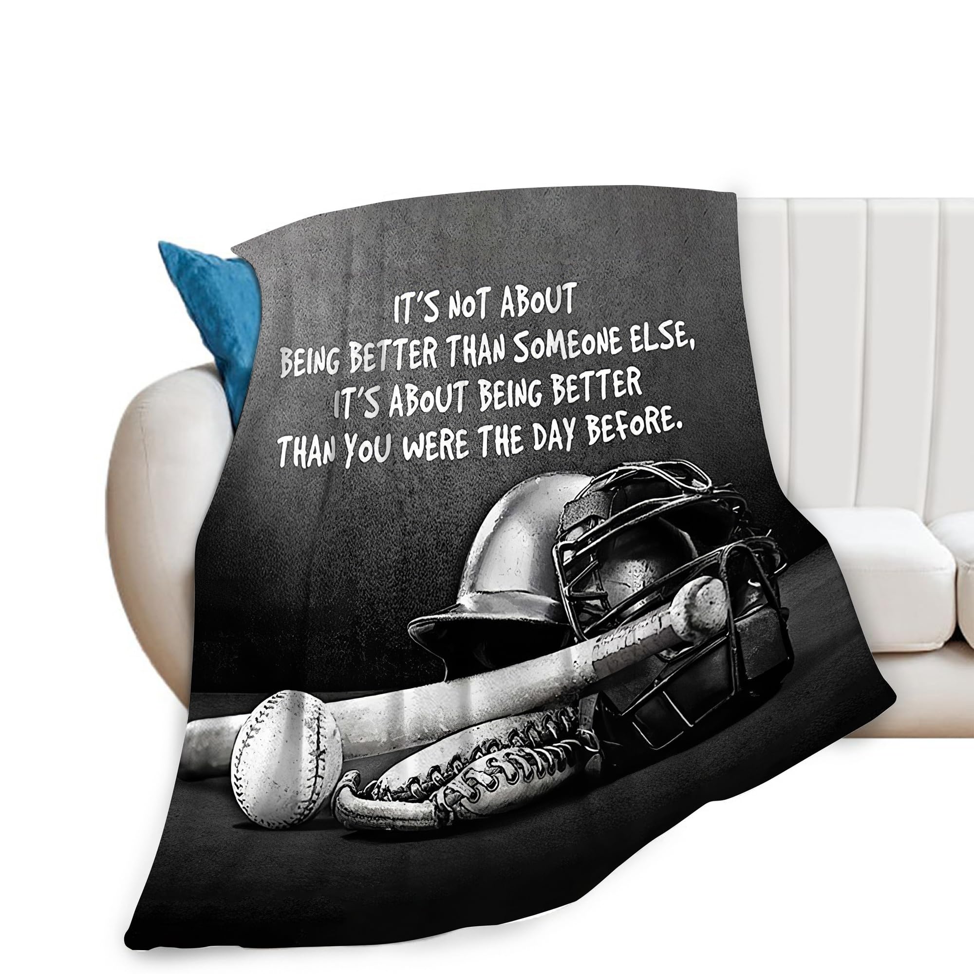 Baseball Throw Blanket for Kids & Adults - Soft, Warm & Cozy Fleece Blanket for Couch, Sofa & Bed - 40