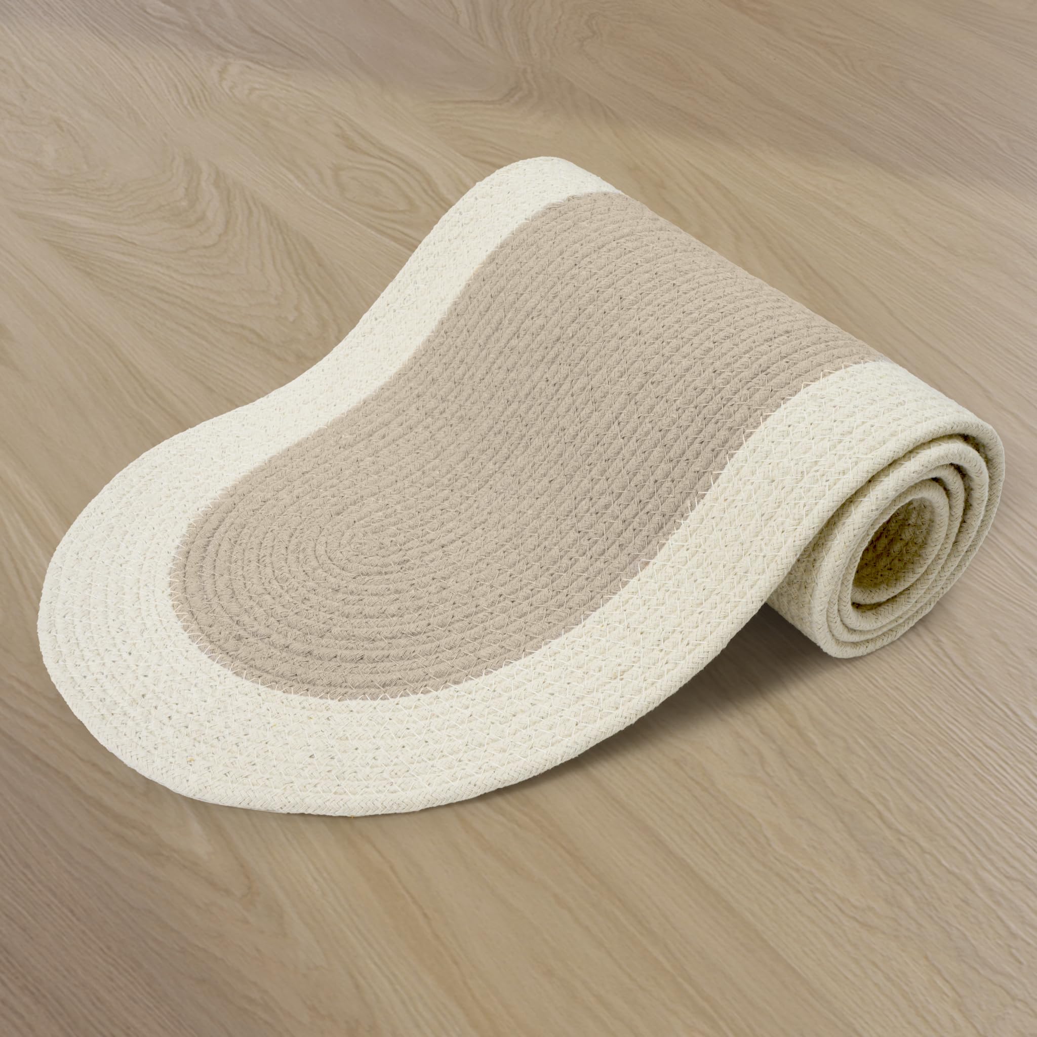 Encasa XO Dining Table Runner, Beige & Off White, 30x137 cm - Image 2