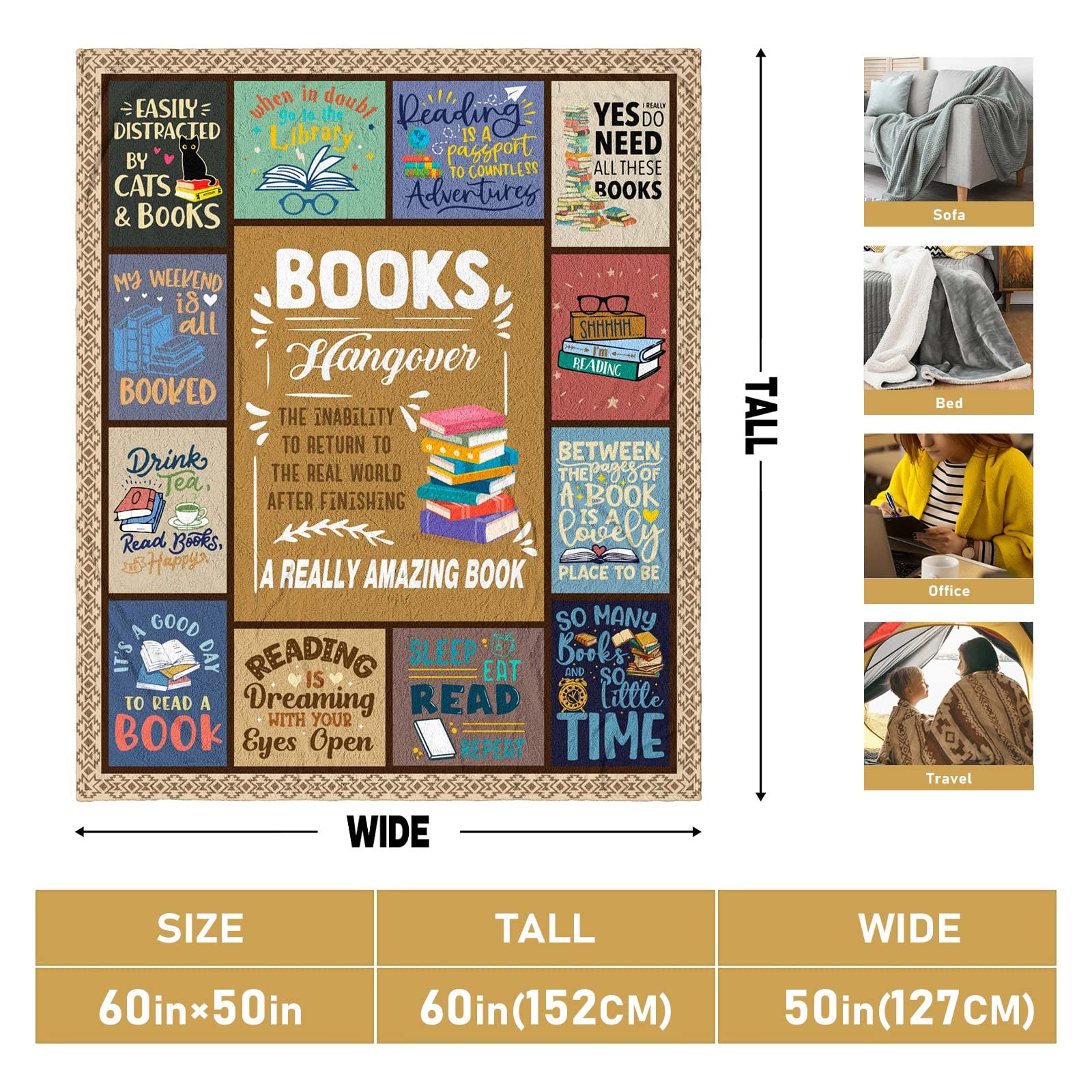 Book Lover-deken, personaliseerbare plaid voor vrouwen, zachte fleece, perfect voor boekenwurmen en lezers, geen boekenverbod, ik lees verboden boeken - Nederland