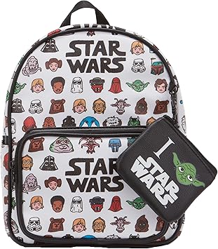Amazon Com Disney S Star Wars All Over Print Faux Leather 10 5 White Women S Mini Backpack Purse 2 Piece Set Clothing Shoes Jewelry