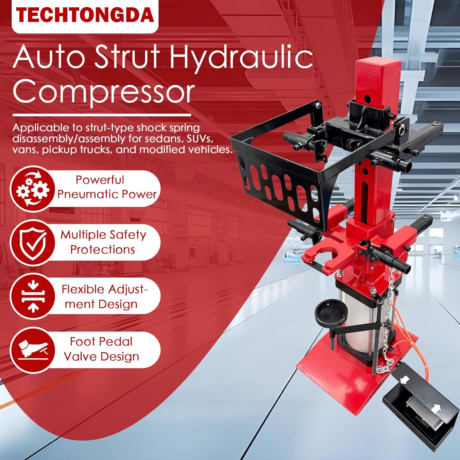 TECHTONGDA Auto Strut Hydraulic Compressor Removing Tool Suspension Spring Remover Air Operate Strut Coil Spring Press Compressors Auto Tools Equipment for SUV, Van, Pickup Truck 5511lbs