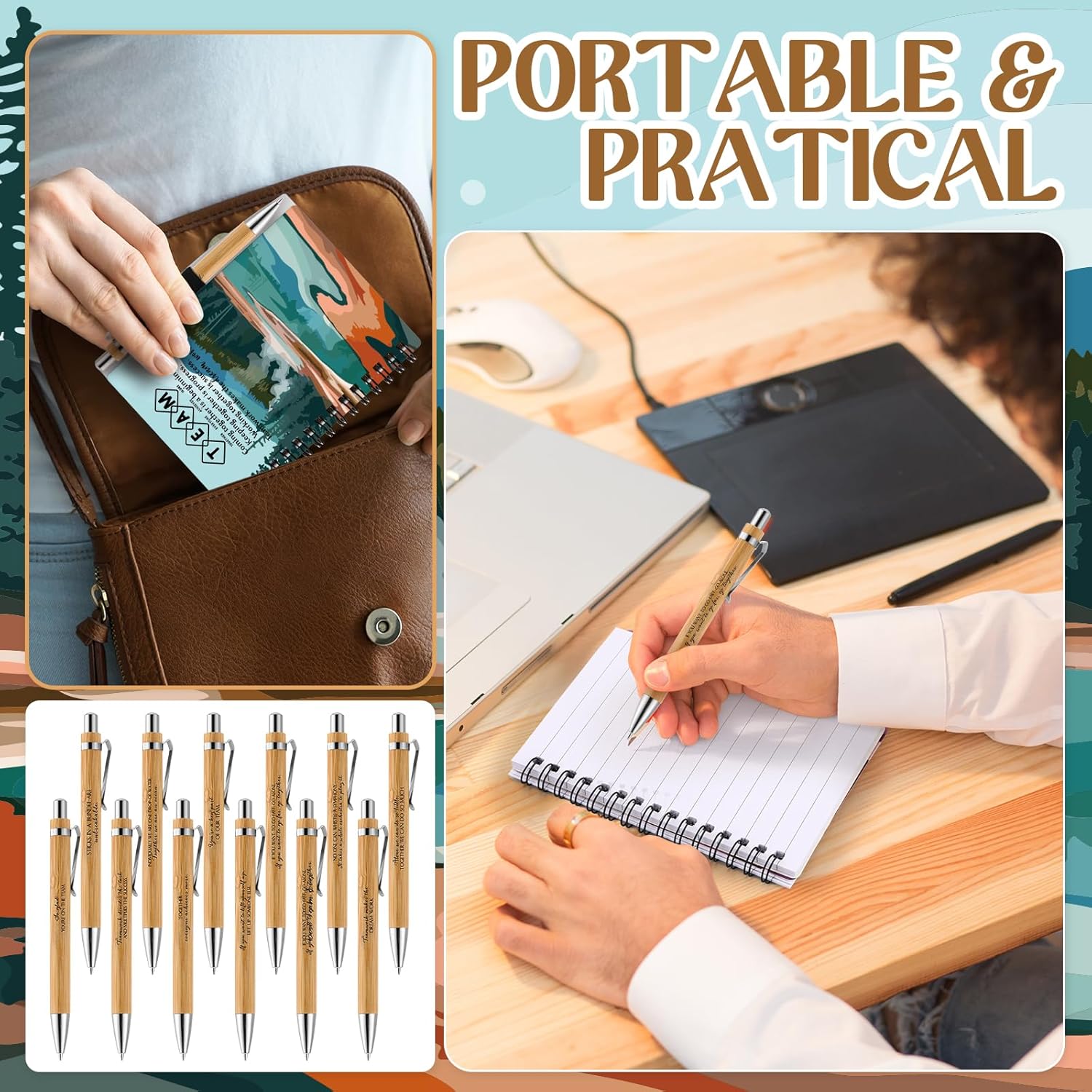 Tenceur 24 Sets Team Appreciation Gifts Spiral Scenery Notebook Ballpoint Pen Sets Thank You Gifts for Teamwork Employee Staff Coworker Colleagues Teacher Volunteer Office Party Favors