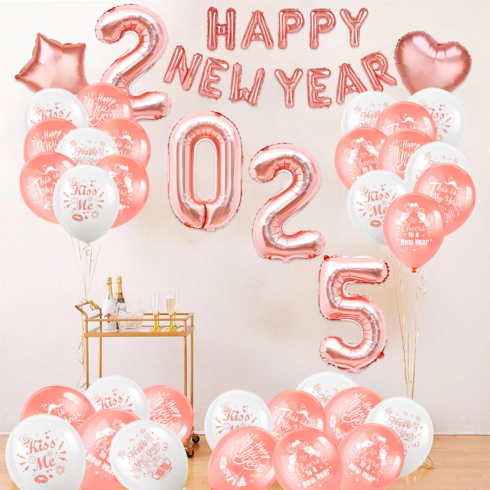 Year's New Year Ballonnen, 18 stuks Happy New Year ballonnen, zwart goud, Happy New Year decoratie, nieuwjaar decoratie, helium ballon voor oudejaarsavond decoratie, oudejaarsavond decoratie