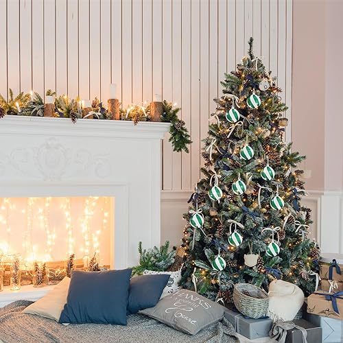 Miniatura 10 de Adornos de bola de Navidad de 2.4 pulgadas, bolas de decoración de árbol de Navidad con purpurina, esferas de Navidad, remolino, adornos colgantes