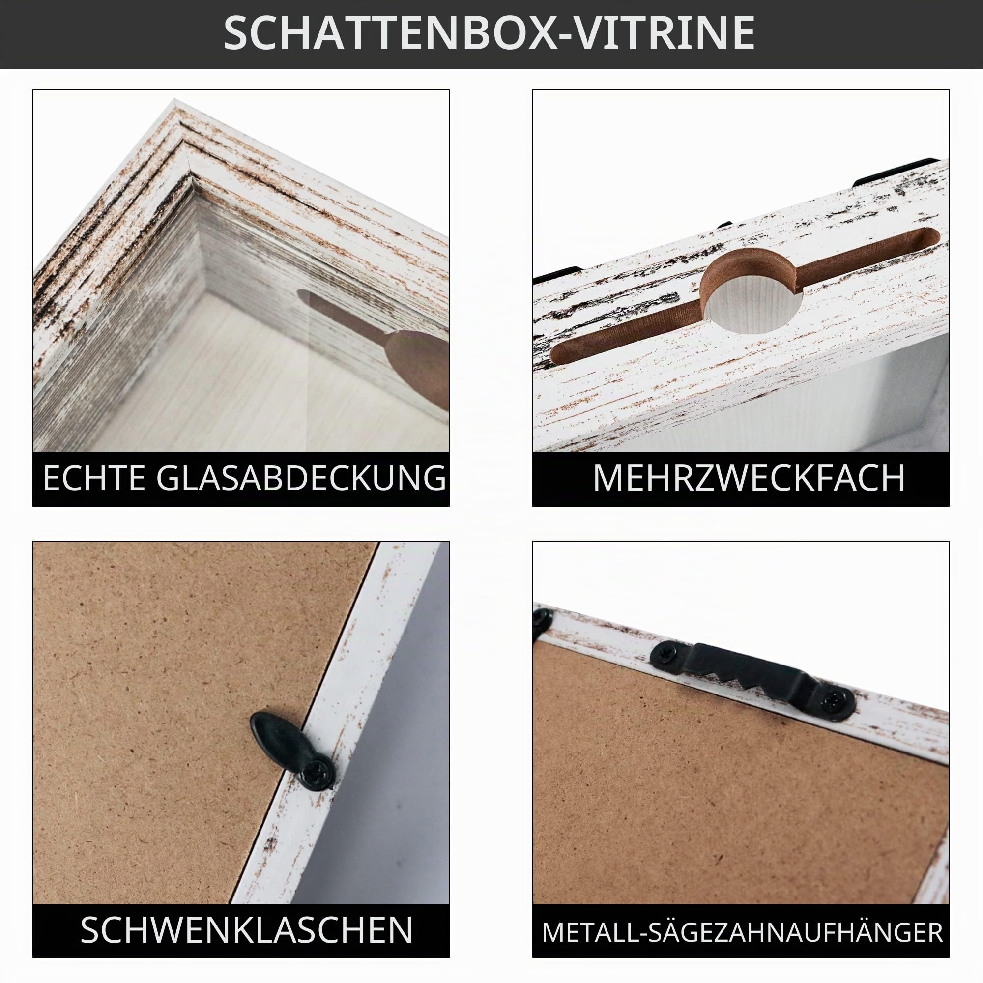 GraduationMall 20x20cm 3D Bilderrahmen für Tickets Shadow Box mit Slot,Rahmen zum Befüllen Speicherbox Weinkorken Muscheln Geschenke Vitrine Weiß